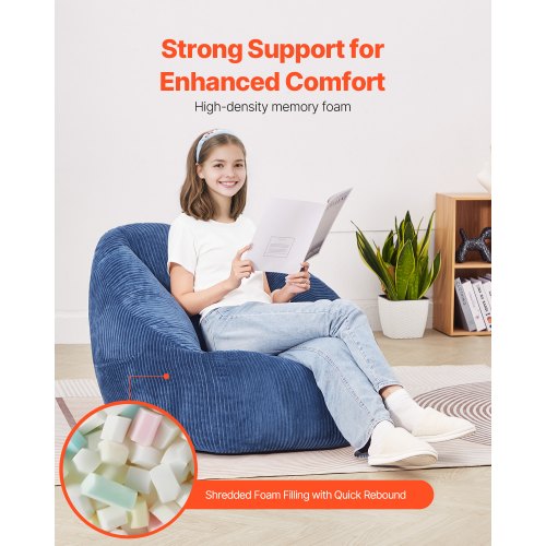 Bean Bag Chair 3 feet Bean Bag Chair with Soft Armrests and Storage Pocket