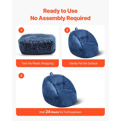 Bean Bag Chair 3 feet Bean Bag Chair with Soft Armrests and Storage Pocket