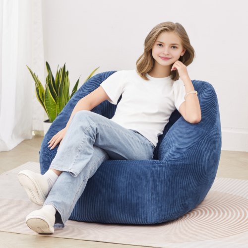 Bean Bag Chair 3 feet Bean Bag Chair with Soft Armrests and Storage Pocket