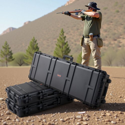 Hard Rifle Case Lockable With Detachable Xpe Foam 50 In Gun Storage Wheels