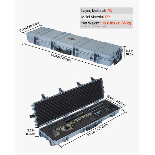 Hard Rifle Case Lockable With Precut Foams 50 In Movable Gun Storage Wheels