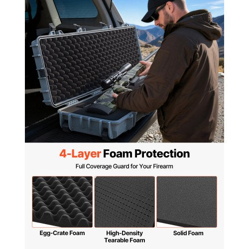 Hard Rifle Case Lockable With Precut Foams 50 In Movable Gun Storage Wheels