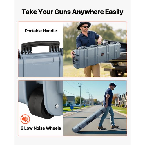 Hard Rifle Case Lockable With Precut Foams 50 In Movable Gun Storage Wheels