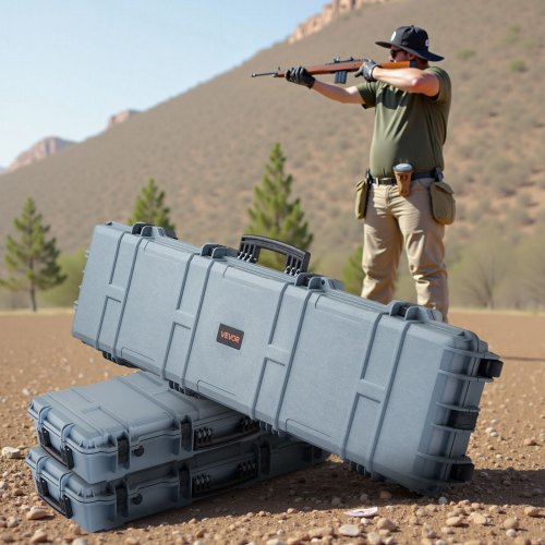 Hard Rifle Case Lockable With Precut Foams 50 In Movable Gun Storage Wheels