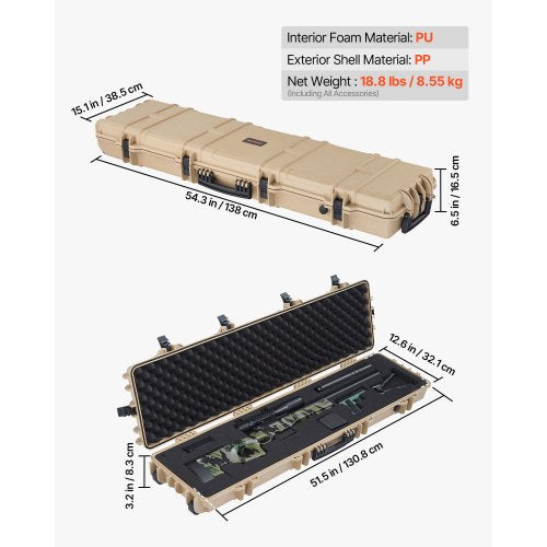 Hard Rifle Case Lockable With Precut Foams 50 In Movable Gun Storage Wheels 21