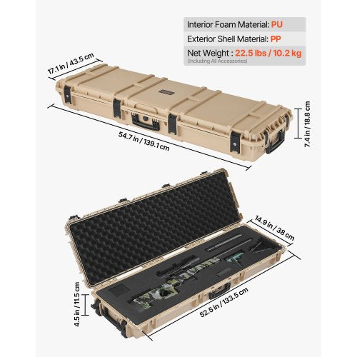 Hard Rifle Case Lockable With Precut Foams 52 In Gun Storage Wheels Heavy Duty b