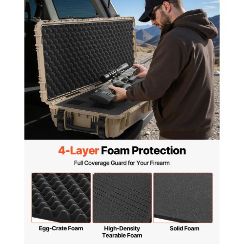 Hard Rifle Case Lockable With Precut Foams 52 In Gun Storage Wheels Heavy Duty b