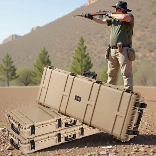 Hard Rifle Case Lockable With Precut Foams 52 In Gun Storage Wheels Heavy Duty b