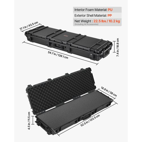 Hard Rifle Case Lockable With Precut Foams 52 In Gun Storage Wheels Heavy Duty a