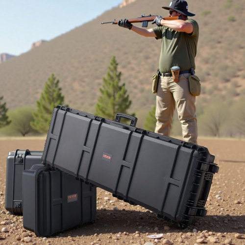 Hard Rifle Case Lockable With Precut Foams 52 In Gun Storage Wheels Heavy Duty a
