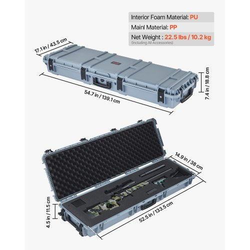 Hard Rifle Case Lockable With Precut Foams 52 In Gun Storage Wheels Heavy Duty