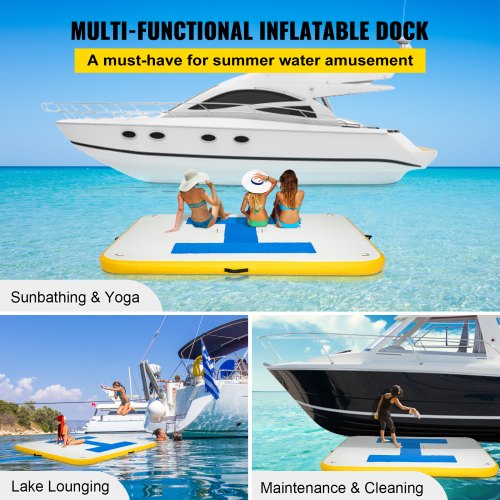 Inflatable Dock Platform Inflatable Floating Dock 8x5 ft with Electric Air Pump