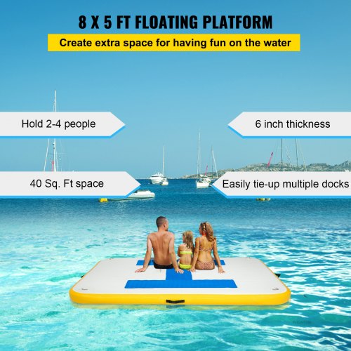 Inflatable Dock Platform Inflatable Floating Dock 8x5 ft with Electric Air Pump