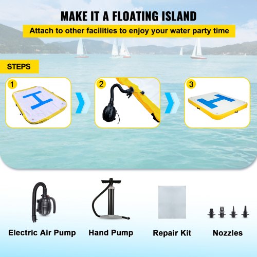 Inflatable Dock Platform Inflatable Floating Dock 8x5 ft with Electric Air Pump