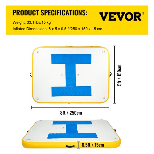 Inflatable Dock Platform Inflatable Floating Dock 8x5 ft with Electric Air Pump