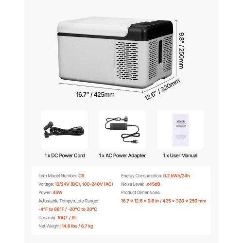 12 Volt Refrigerator 10 Qt Portable Mini Freezer 468 with APP Control