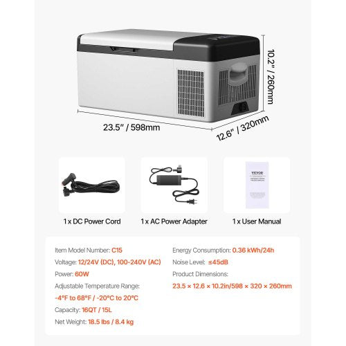 12 Volt Refrigerator 16 Qt Portable Mini Car Fridge with 468 Cooling