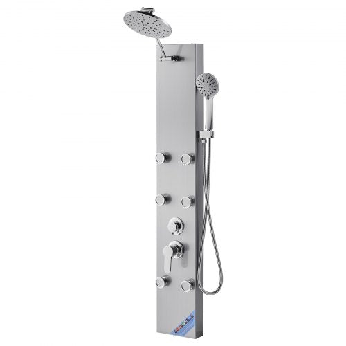Shower Panel Tower System With Rainfall Head 49 In Brushed Stainless Steel