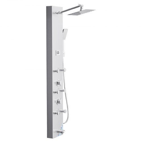 Shower Panel Tower System With Rainfall Head Led 49 In Brushed Stainless Steel