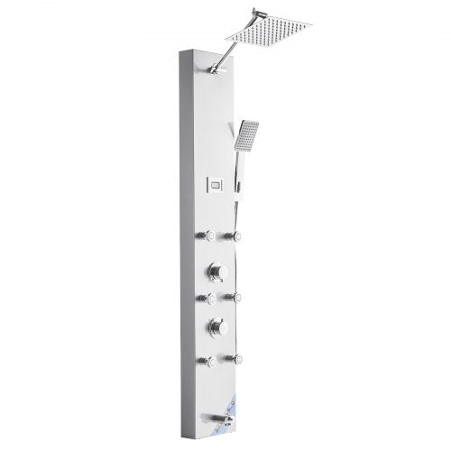 Shower Panel Tower System With Rainfall Head Led 49 In Brushed Stainless Steel