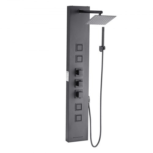 Shower Panel Tower System with Rainfall Shower Head 49 in Brushed Stainless