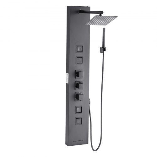 Shower Panel Tower System with Rainfall Shower Head 49 in Brushed Stainless