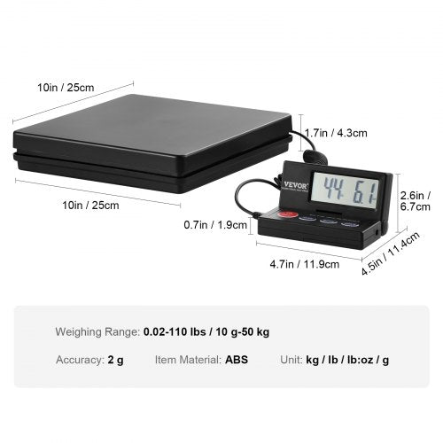 Digital Shipping Scale 110 lbs x 007 oz Heavy Duty Postal Scale with Timer