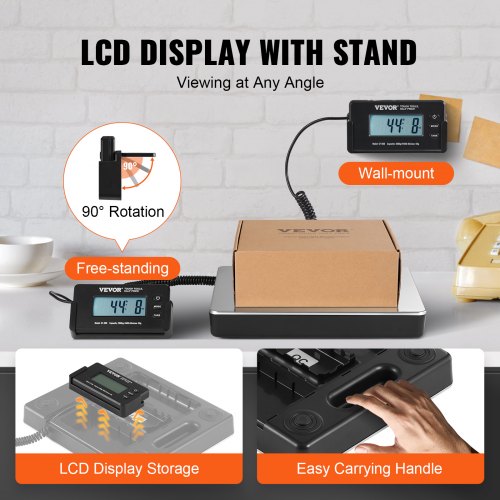 Digital Shipping Scale 440 lbs x 17 oz Heavy Duty Postal Scale with Timer