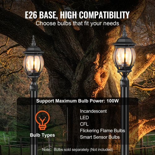 2 PCs Dusk to Dawn Outdoor Lamp Post Light Fixture 2087in Pole Pier Mount