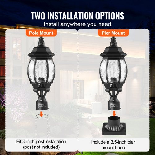 2 PCs Dusk to Dawn Outdoor Lamp Post Light Fixture 2087in Pole Pier Mount