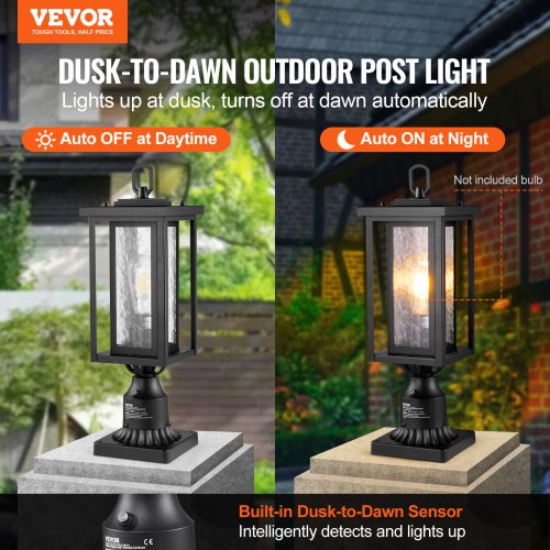2 Pack Dusk to Dawn Outdoor Post Light 1772 in Waterproof Lamp Post Light