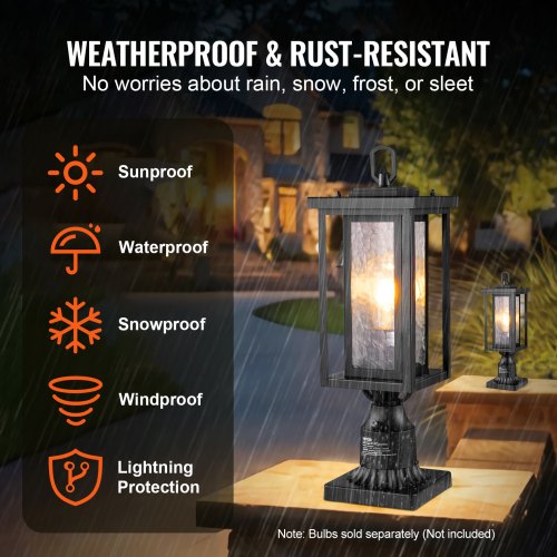 2 Pack Dusk to Dawn Outdoor Post Light 1772 in Waterproof Lamp Post Light