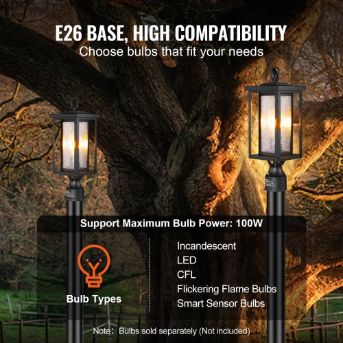 2 Pack Dusk to Dawn Outdoor Post Light 1772 in Waterproof Lamp Post Light