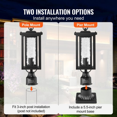 2 Pack Dusk to Dawn Outdoor Post Light 1772 in Waterproof Lamp Post Light