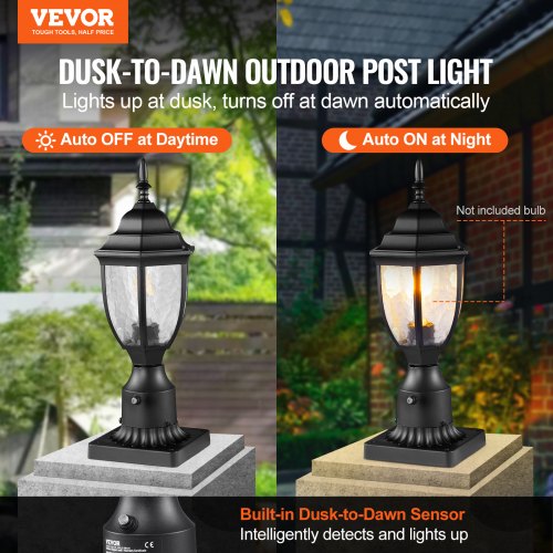 2 Pack Dusk to Dawn Outdoor Post Light 1535 in Waterproof Lamp Post Light