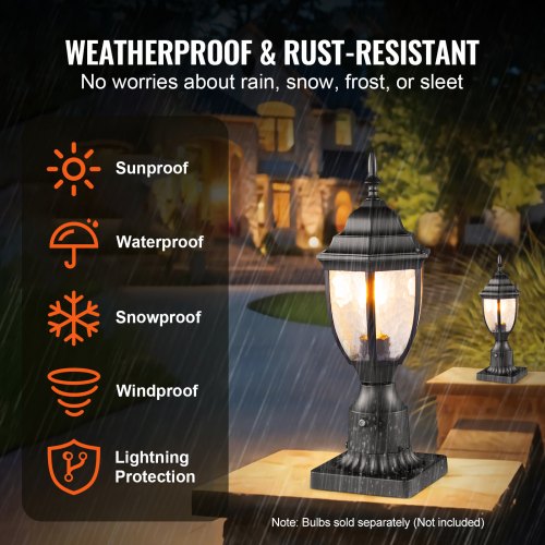 2 Pack Dusk to Dawn Outdoor Post Light 1535 in Waterproof Lamp Post Light