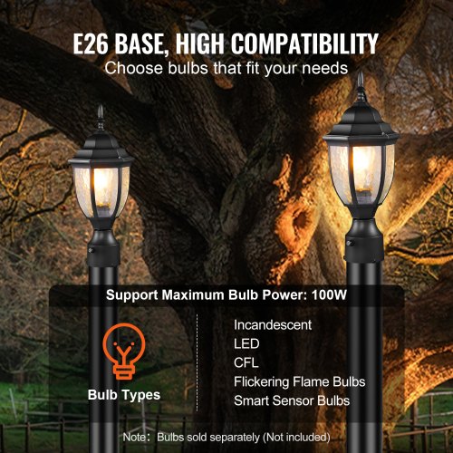 2 Pack Dusk to Dawn Outdoor Post Light 1535 in Waterproof Lamp Post Light