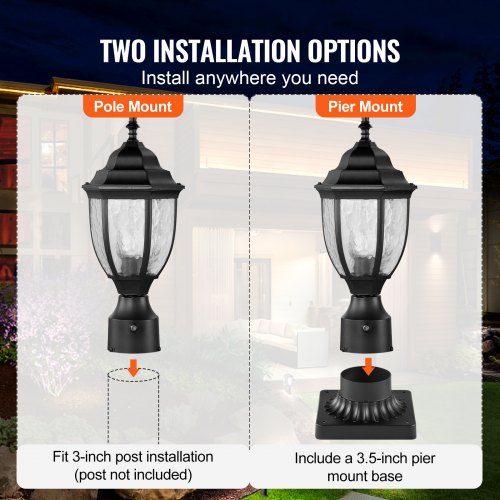 2 Pack Dusk to Dawn Outdoor Post Light 1535 in Waterproof Lamp Post Light