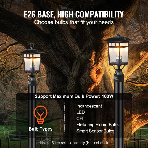 2 PCs Dusk to Dawn Outdoor Lamp Post Light Fixture 1575in Pole Pier Mount