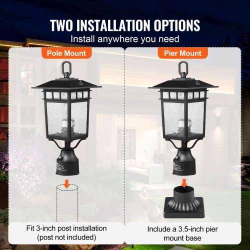 2 PCs Dusk to Dawn Outdoor Lamp Post Light Fixture 1575in Pole Pier Mount