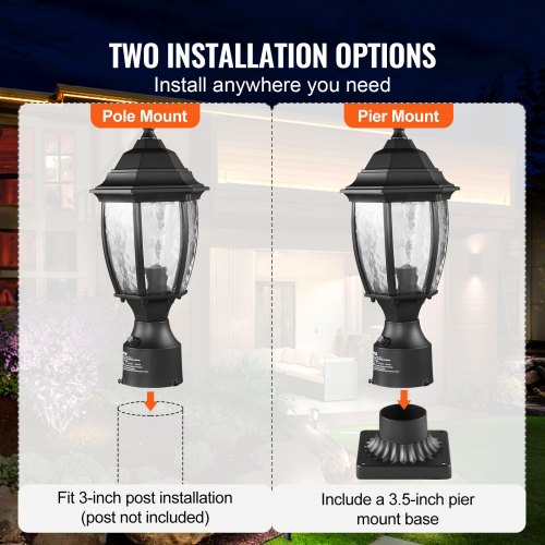 Dusk to Dawn Outdoor Lamp Post Light Fixture 1575 in Pole or Pier Mount – 100W