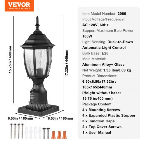 Dusk to Dawn Outdoor Lamp Post Light Fixture 1575 in Pole or Pier Mount – 100W