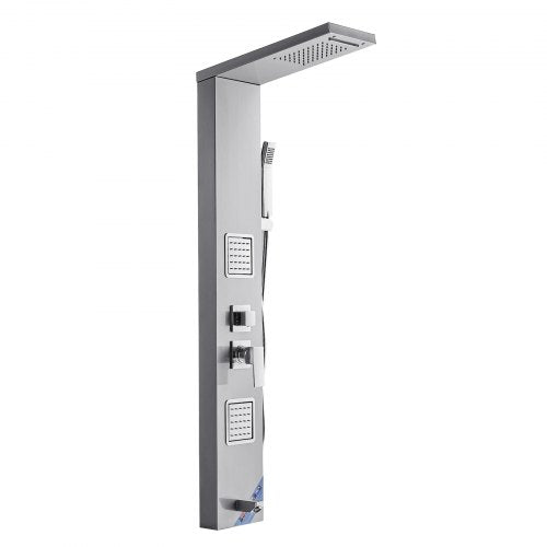 Shower Panel Tower System with Rainfall Waterfall Shower Head 53 in Brushed