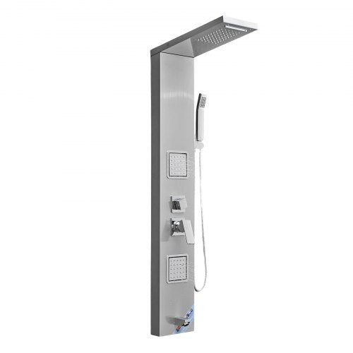 Shower Panel Tower System with Rainfall Waterfall Shower Head 53 in Brushed