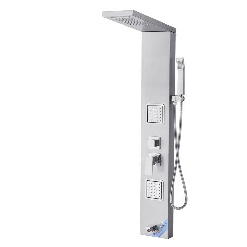 Shower Panel Tower System with Rainfall Waterfall Shower Head 53 in Brushed