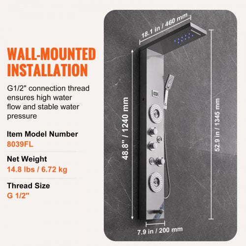 Shower Panel System 6 Shower Modes LED Display Shower Panel Tower