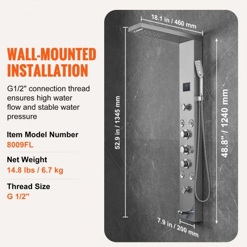 Shower Panel System 6 Shower Modes LED Screen Hydroelectricity Shower