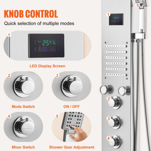 Shower Panel System 6 Shower Modes LED Screen Hydroelectricity Shower