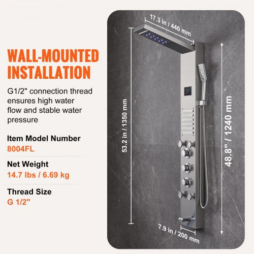 Shower Panel System 6 Shower Modes LED Screen Hydroelectricity Shower