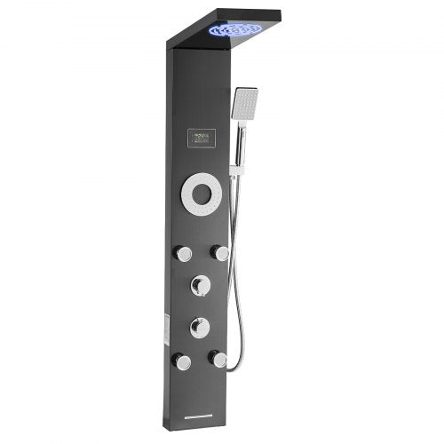 Shower Panel Tower System with Rainfall Shower Head LED 53 in Brushed